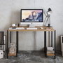 Hanah Home Escritorio Industrial Negro y Nogal con 2 Estantes